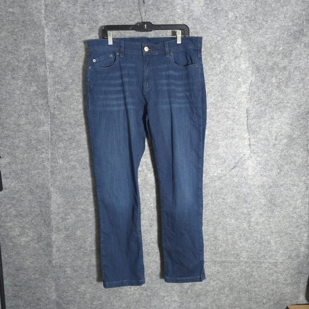 Mugsy Fultons Jeans Mens 38x30 Blue Stretch Slim Straight Dark Wash Denim Pants